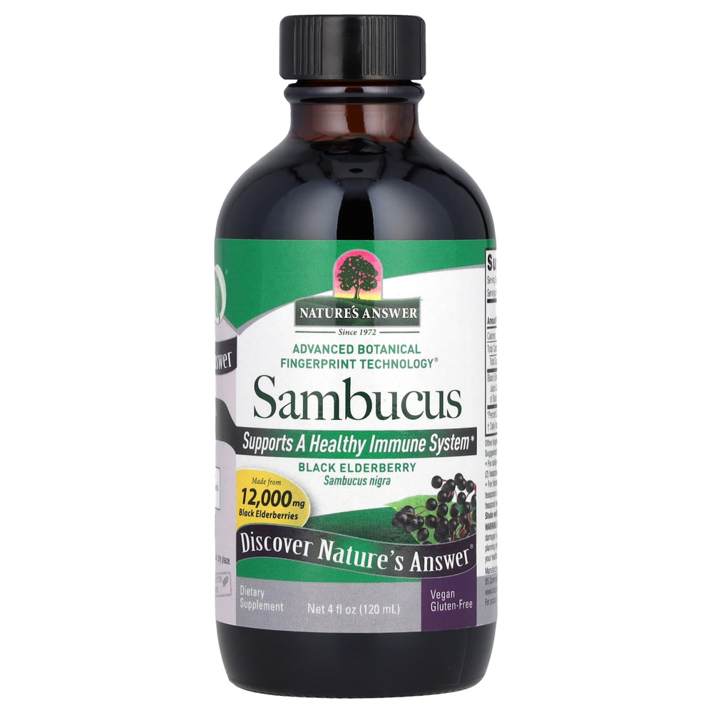 Nature's Answer, Sambucus, черная бузина, без спирта, 2500 мг, 120 мл (4 жидк. Унции)