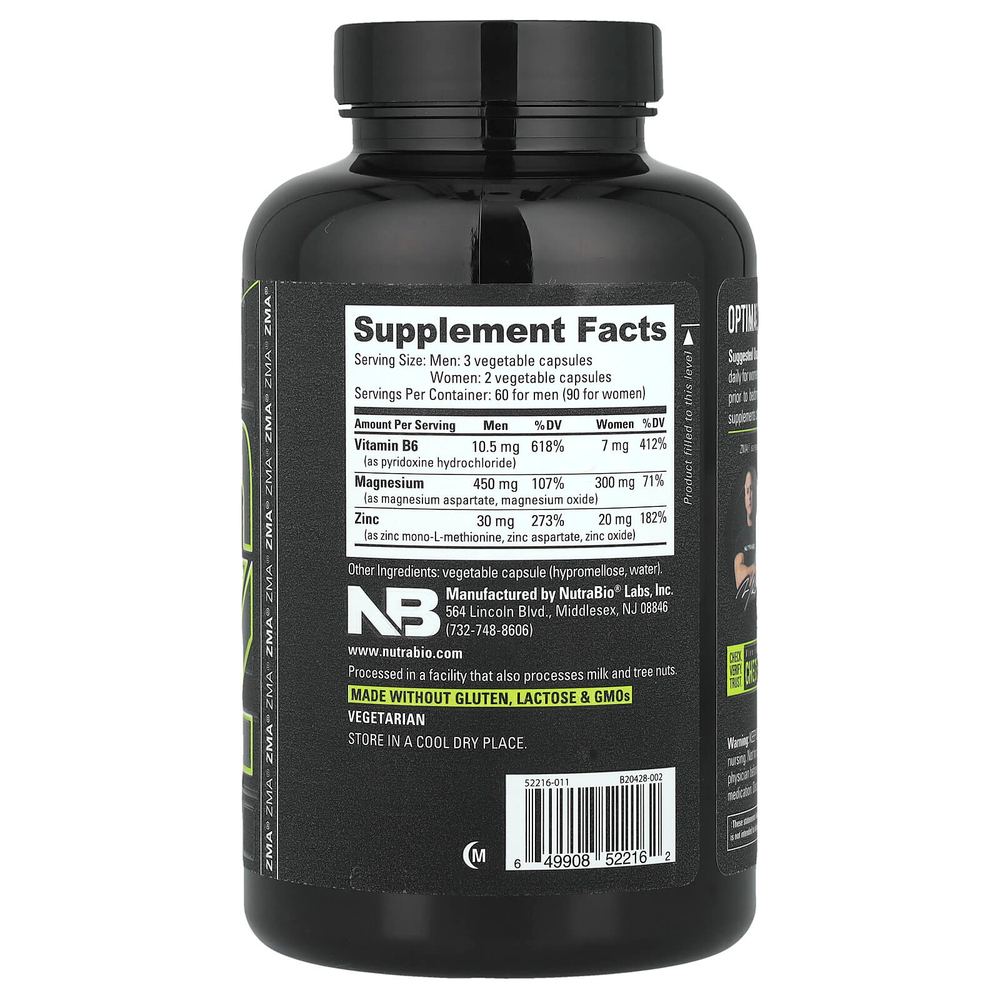 NutraBio, ZMA®, 180 капсул