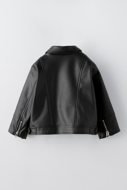 ZARA КУРТКА ИЗ ИСКУССТВЕННОЙ КОЖИ С ПРЯЖКАМИ, ЧЕРНЫЙ