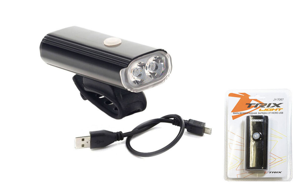 Фара TRIX передняя, 2 Cree XPG диода, 800 lm, 8 режимов, крепеж на руль, индикатор зарядки, аккумуля