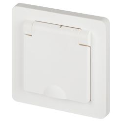 Розетка Intro Style 7-203-01 с заземлением 2P+E Schuko с крышкой, 16А-250В, IP20, СУ, белый