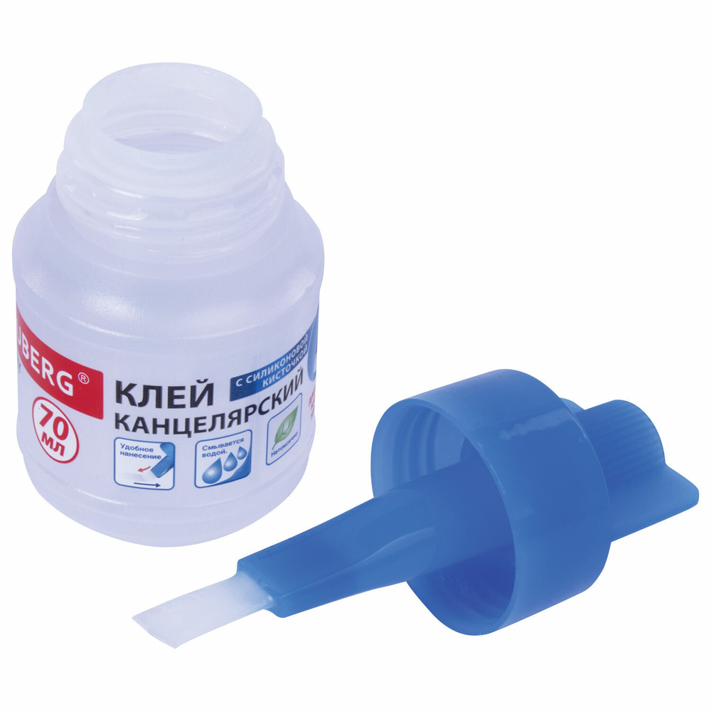 Клей канцелярский BRAUBERG 70 мл с кисточкой (12 штук в упаковке)
