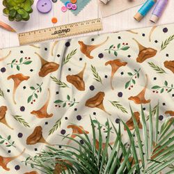 Ткань бязь грибы лисички и ягоды