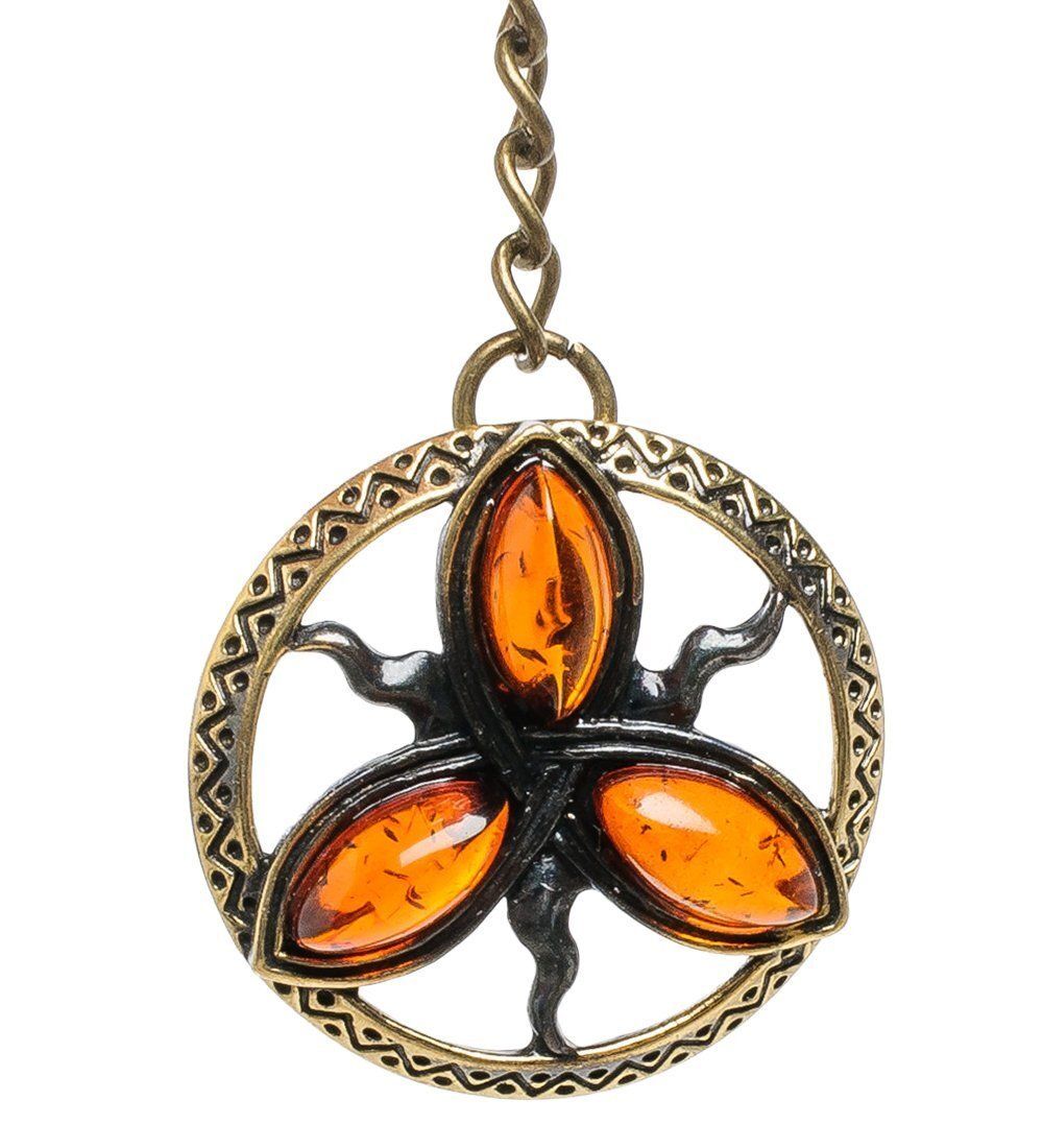 AM-1723 Брелок «Зачарованые» (латунь, янтарь)