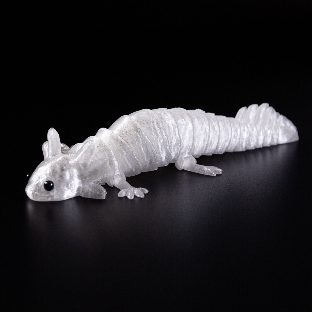 Аксолотль гибкая сегментная подвижная игрушка, 18 см., 3D печать, белая