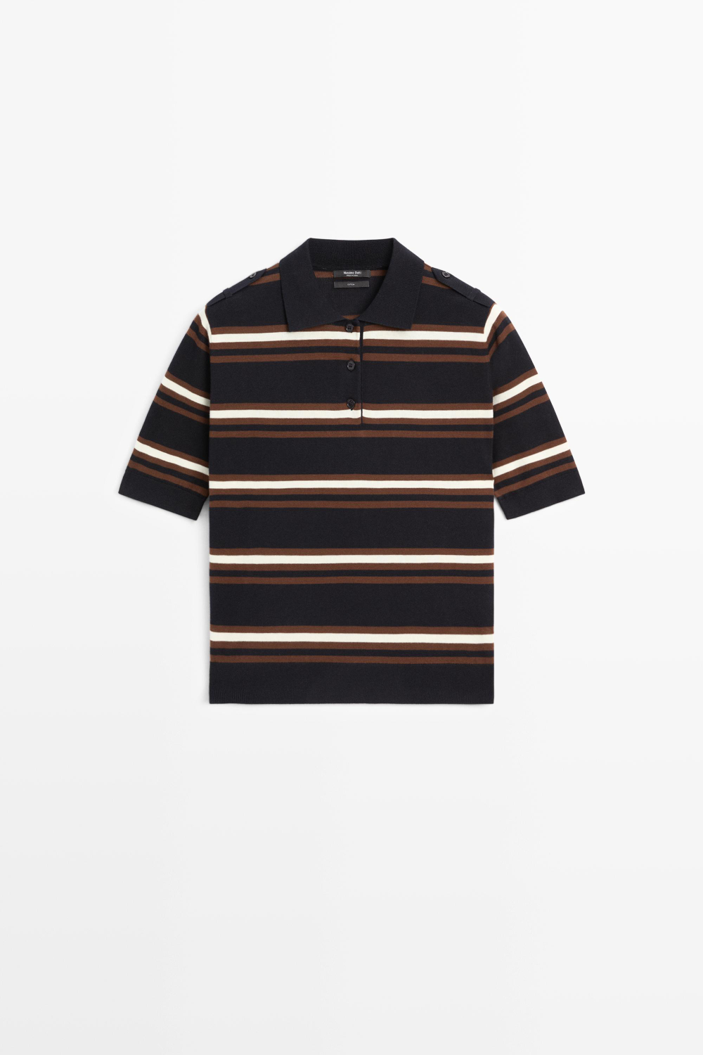 Massimo Dutti Трикотажный поло в полоску из 100% хлопка, темно-синий