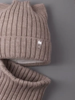 Шапка для девочки осенняя c ушками и снуд