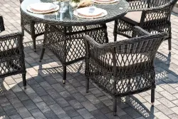 "Дольче" обеденная группа из искусственного ротанга, цвет графит