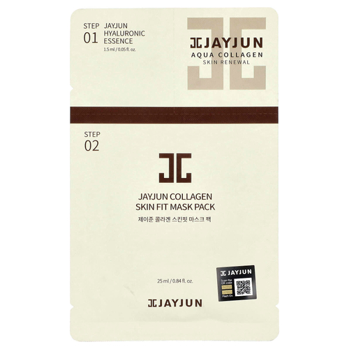 Jayjun Cosmetic, 2 Step Aqua Collagen Skin Fit, набор масок для лица с коллагеном, 1 набор