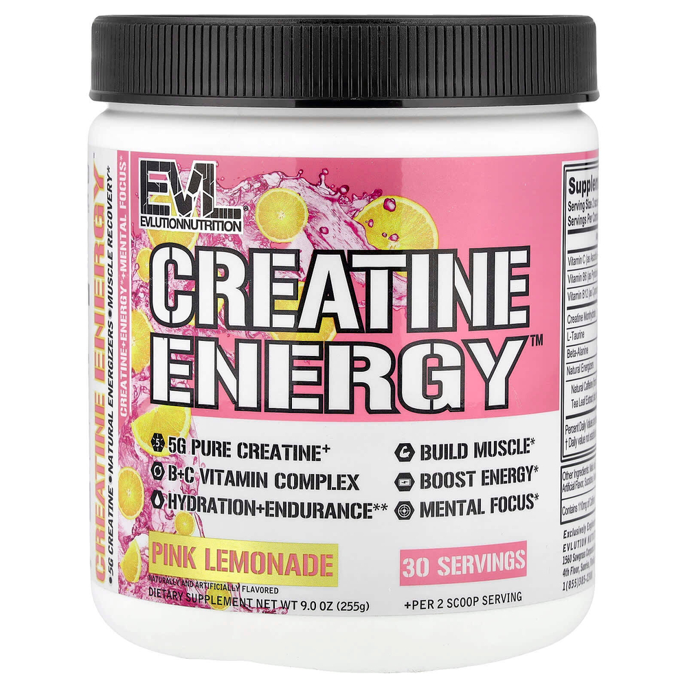 EVLution Nutrition, Creatine Energy™, розовый лимонад, 225 г (9 унций)
