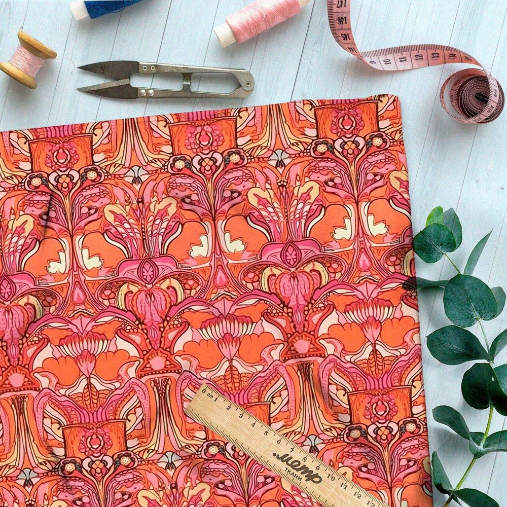 Ткань премиум шелк искусственный Армани пламенное созвездие