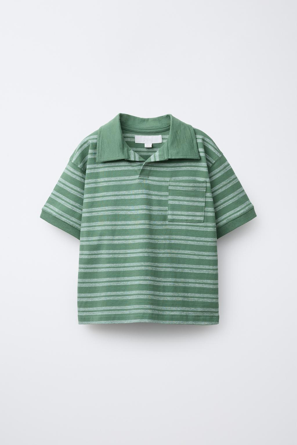 ZARA ПОЛО В ПОЛОСКУ, ЗЕЛЕНЫЙ