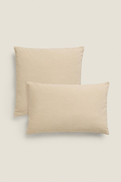 ZARA HOME ЧЕХОЛ НА ПОДУШКУ С КОНТРАСТНЫМИ КРАЯМИ, КРЕМОВЫЙ