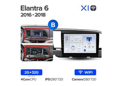 Магнитола Teyes X1 2-32 Wi-Fi Hyundai Elantra 6 2016 — 2018 9.0" (B)