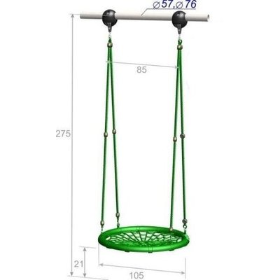 Качели гнезда Ø 100 высотой 300 см, диаметр крепления на трубу 76 мм