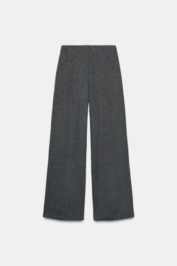 ZARA БРЮКИ ИЗ МЯГКОЙ ТКАНИ С ДЕКОРАТИВНЫМИ ШВАМИ, СЕРЫЙ МЕЛАНЖ