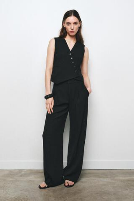 ZARA ЖИЛЕТ АСИММЕТРИЧНОГО КРОЯ — КОЛЛЕКЦИЯ ZW, ЧЕРНЫЙ