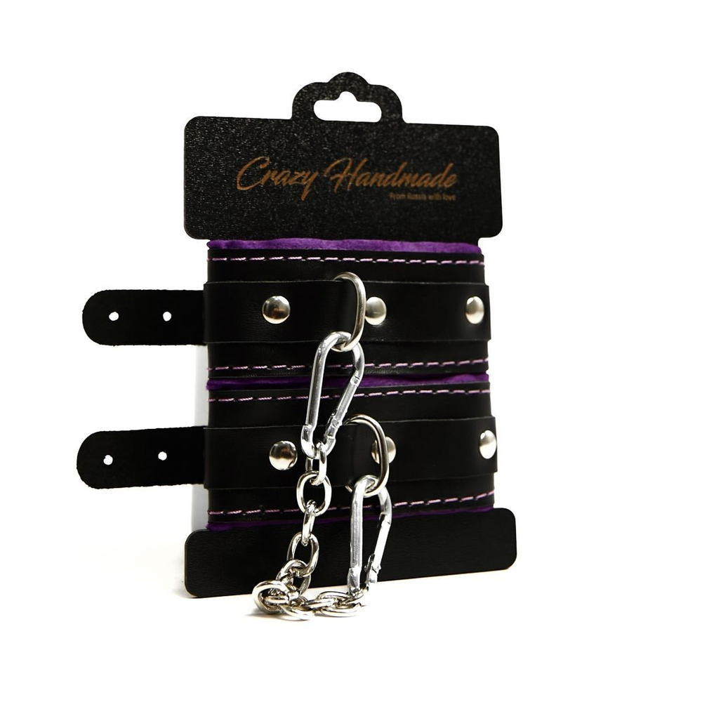 Черно-фиолетовые скругленные наручники с мягкой подкладкой (Цвет: черный с фиолетовым)