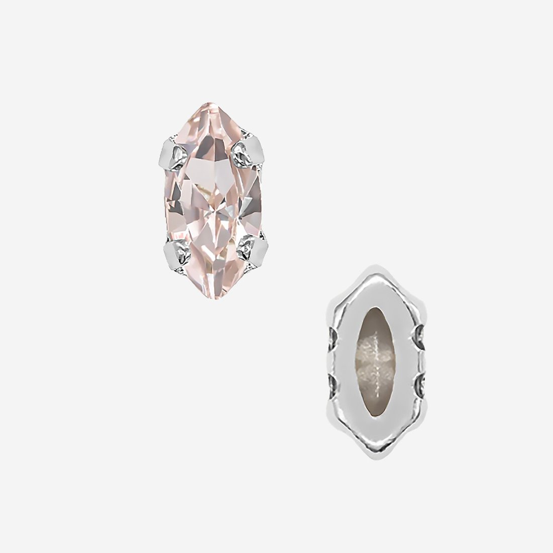 Кристалл Маркиз (Marquise Fancy Stone) в цапах, оттенок "Светло-розовый"/"Light Rose", 6*3мм, родирование
