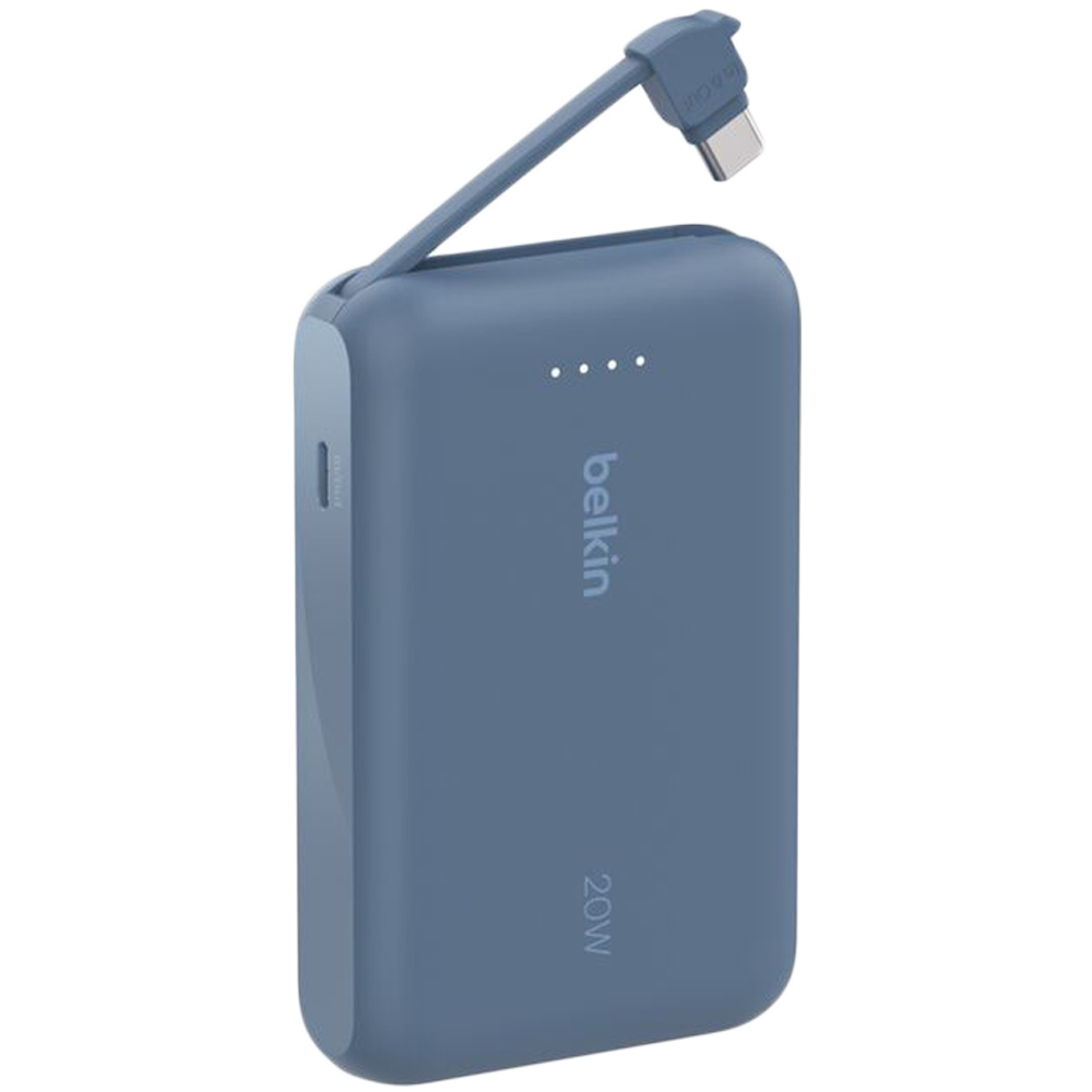 BELKIN 10k PD20w Integrated USB-C Cable Power Bank, Blue