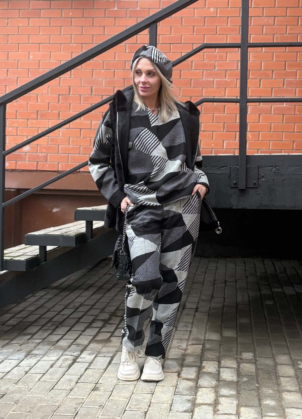 Брюки со стрелкой + Лонг + кушак / чб