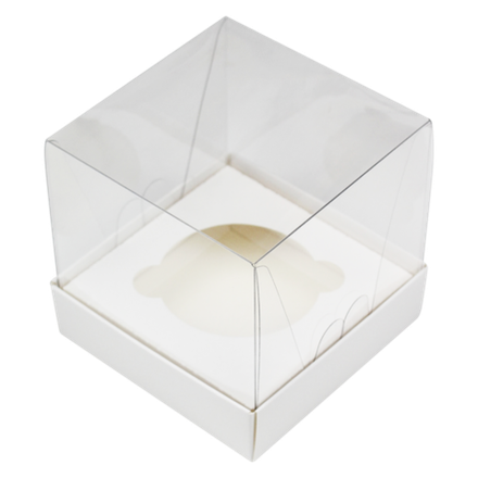 Коробка для 1 капкейка белая прозрачная 100х100х100 мм