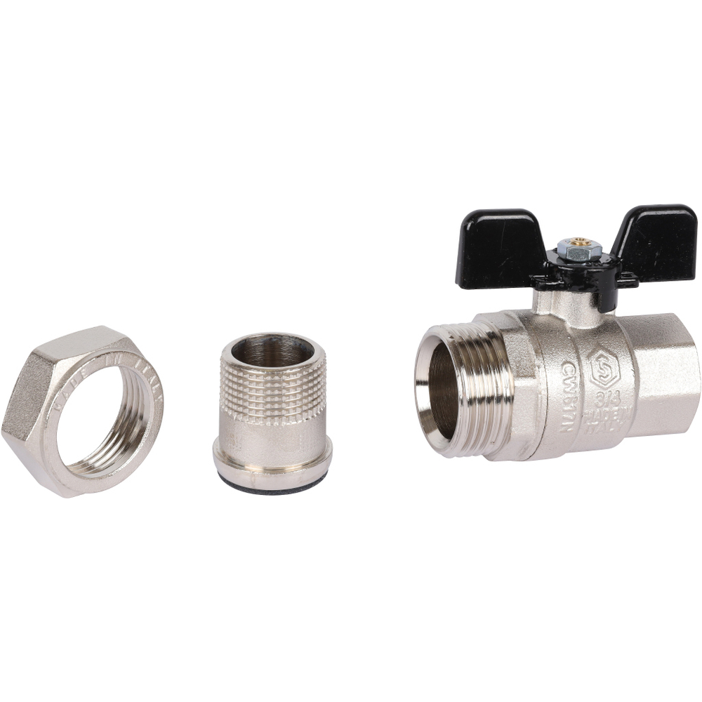 Кран шаровой STOUT полнопроходной 3/4" с американкой (бабочка)