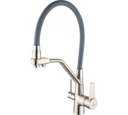 Смеситель для кухни с гибким изливом, с подключением фильтра, сатин, Rose R558L