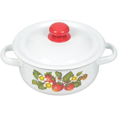 Кастрюля сталь, эмал, 1.5 л, с крыш, Сиб товары, С1607/С1607.3/3С/3П/П/*59/*79, в асс, индукц