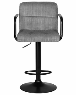 Стул барный DOBRIN KRUGER ARM BLACK, серый вельвет (LAR-E2041-25)