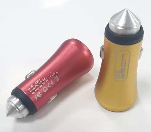 Зарядное устр-во в прикур. 2 USB 2,4А закругленный, металл (KPR)