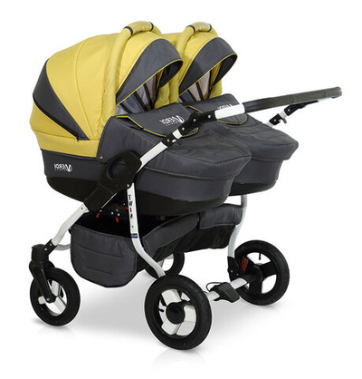Детская коляска для двойни Verdi Twin 2 в 1 (Черный/желтый)