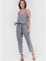 Комбинезон из вискозной ткани в тонкую полоску (Размер: L) (Цвет: серый)
