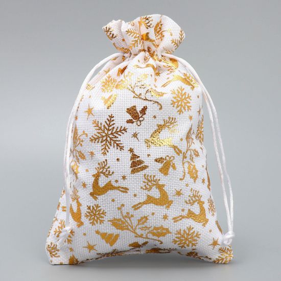 Подарочный мешочек с оленями 20х30