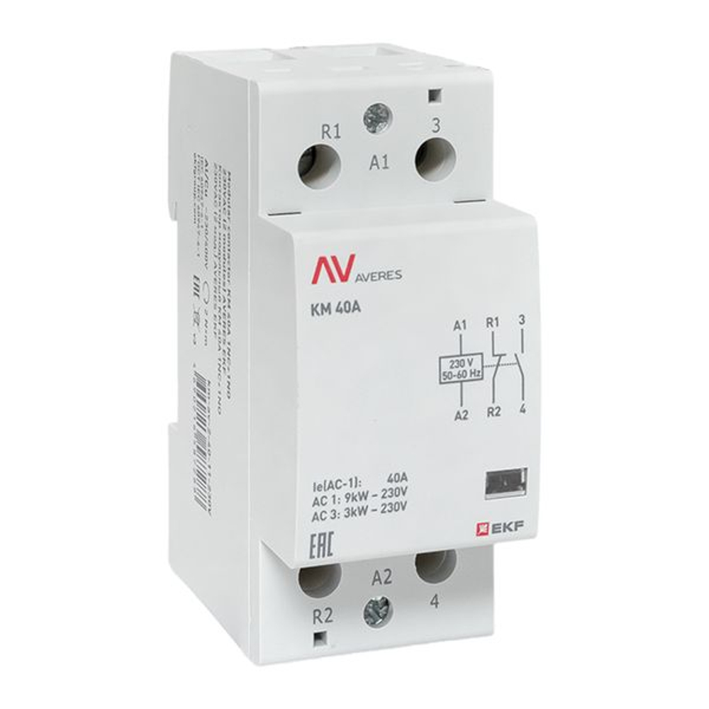 Контактор модульный КМ 40А 1NO+1NC 230В АС (2 мод.) AVERES EKF
