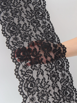 Эластичное кружево черное ширина 22 см