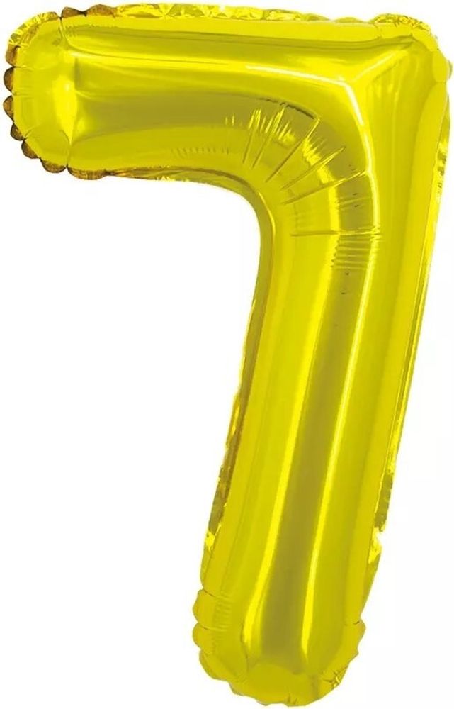 Шар с клапаном (16&#39;&#39;/41 см) Мини-цифра, 7, Золото, 1 шт.