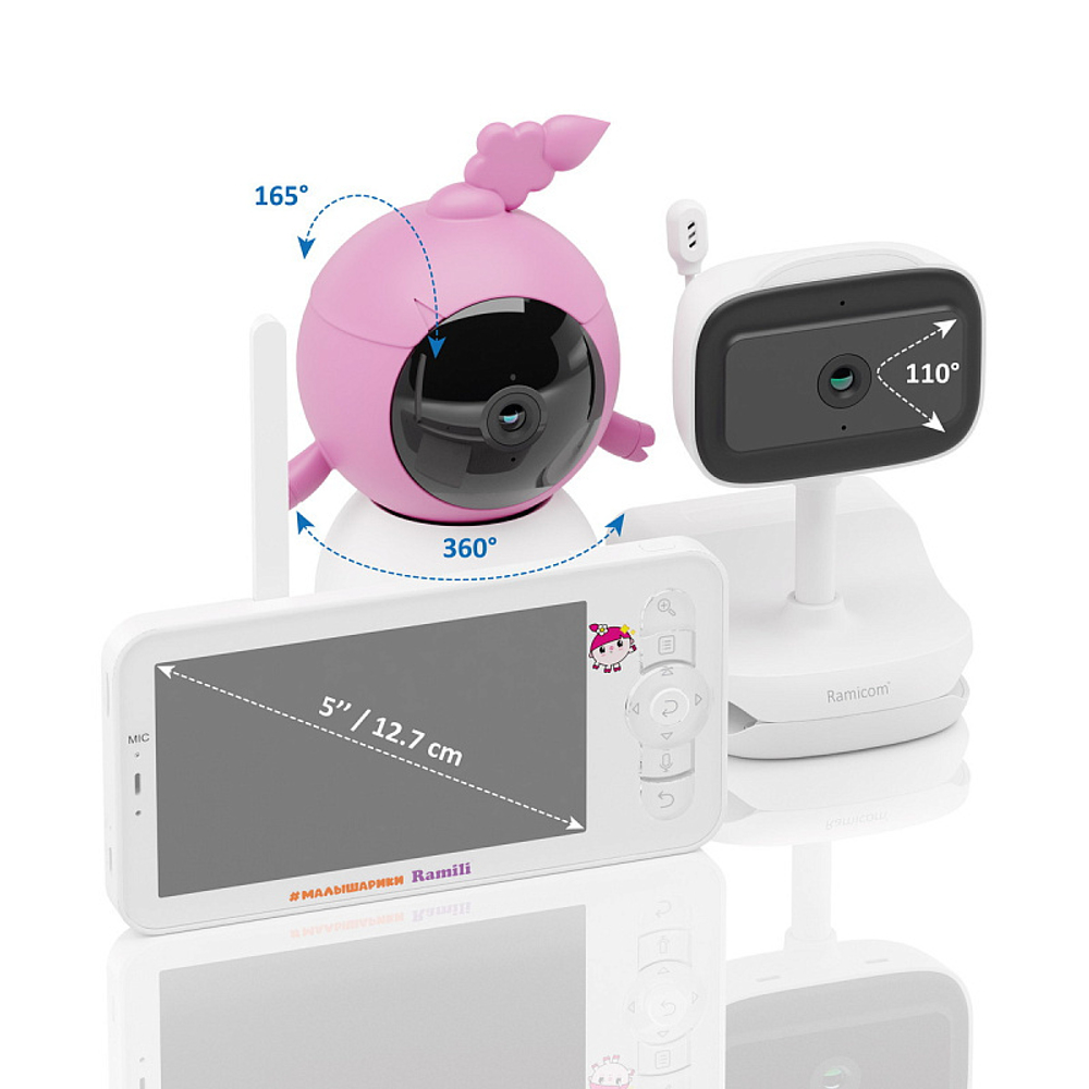 Видеоняня Ramili Baby RV100NUSHAVRC400C Нюша, Малышарики, с креплениями