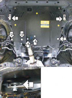 Усиленная защита Motodor картера Двигателя, КПП. 2 мм, Сталь. для Honda Accord VIII 2008-2012 арт.00820