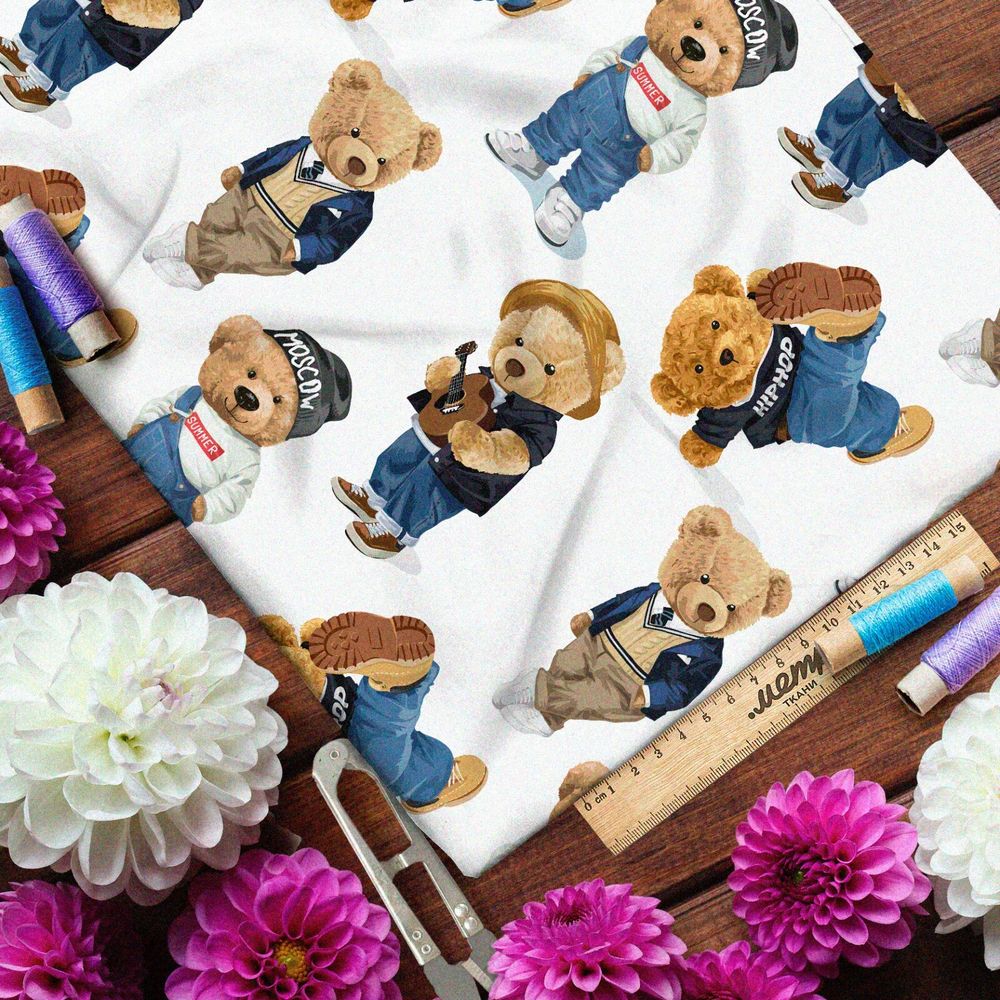 Ткань оксфорд 600 крупные мишки тедди