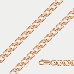 Цепь пустотелая плетения "Ромб тройной" без вставок из розового золота 585 пробы (арт. НЦ 12-203ПГ 0.70)