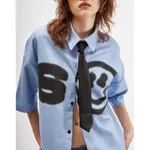 Рубашка SoWhat? Smile укороченная голубая