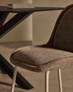 Стул Aimin из коричневой синели со стальными бежевыми ножками