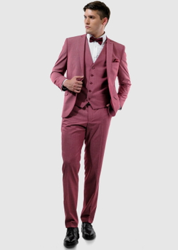 Мужской костюм тройка (малиновый) А104