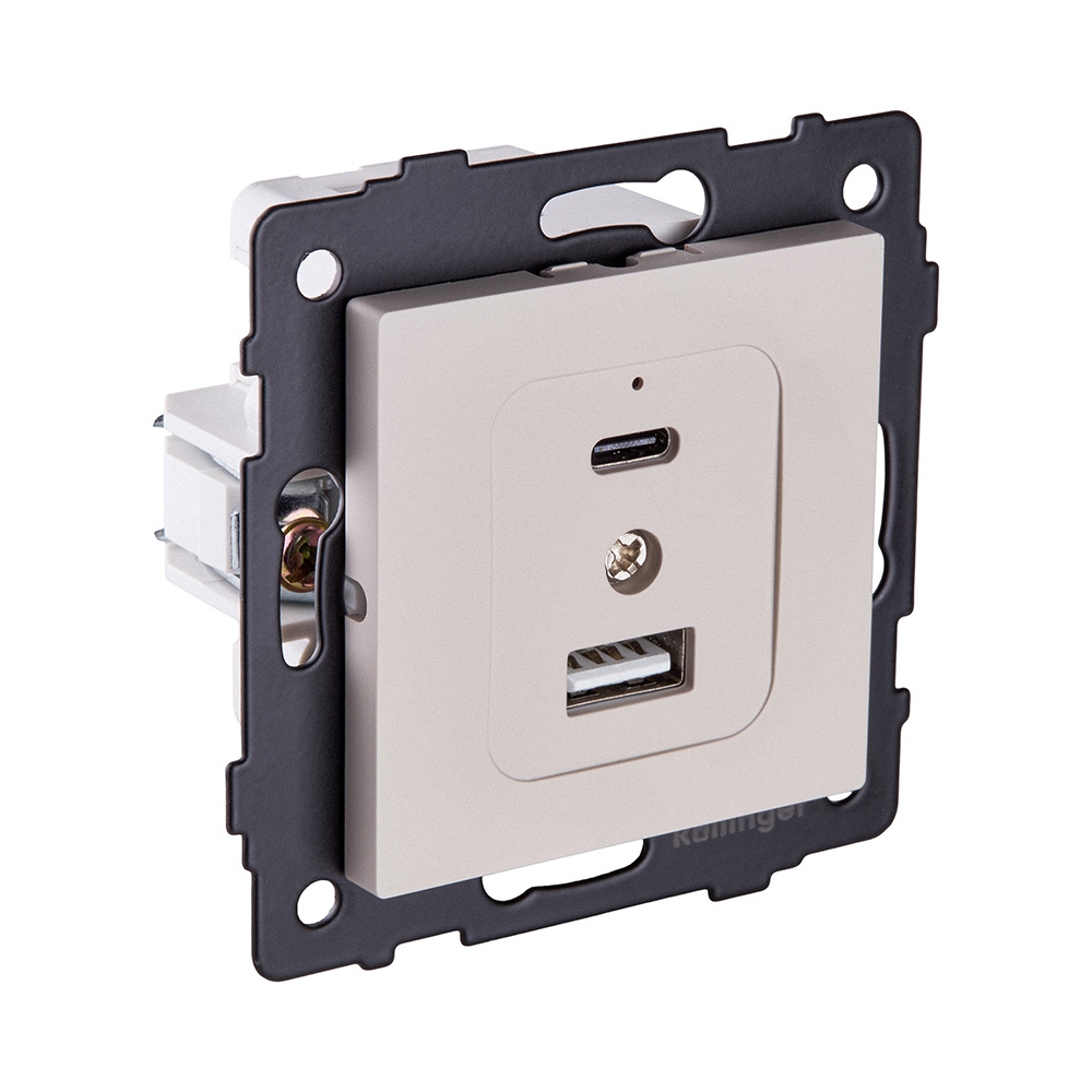 Розетка USB A+C 20W, кашемир матовый Kollinger REA-037CM для Aspekt, Eleganz, Reflex