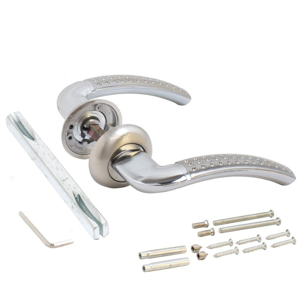 Ручка дверная Стандарт, СТАНДАРТ 26 SN/CP мат.никель/хром квадрат 130мм Комплект ручек (40,20), 0001