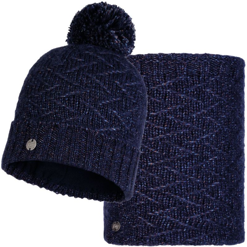 Комплект вязаный шапка-шарф Buff Knitted Polar 	Ebba Night Blue Фото 1