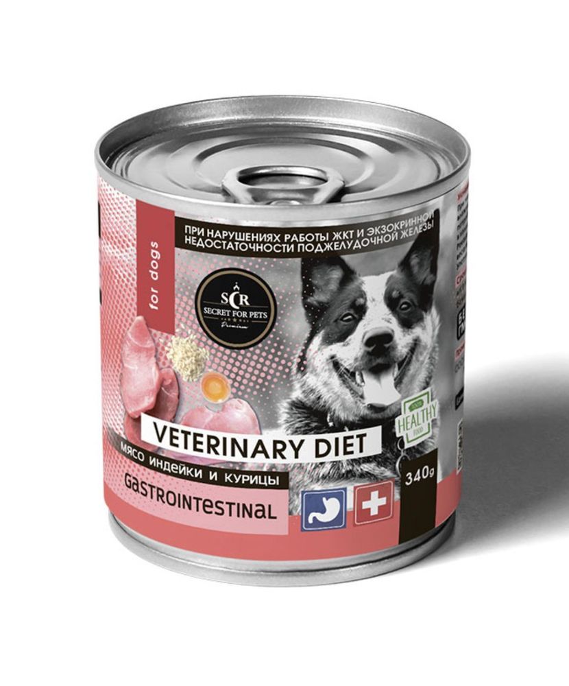 Консервы Secret Premium Gastrointestinal для собак мясо индейки и курицы 340 г