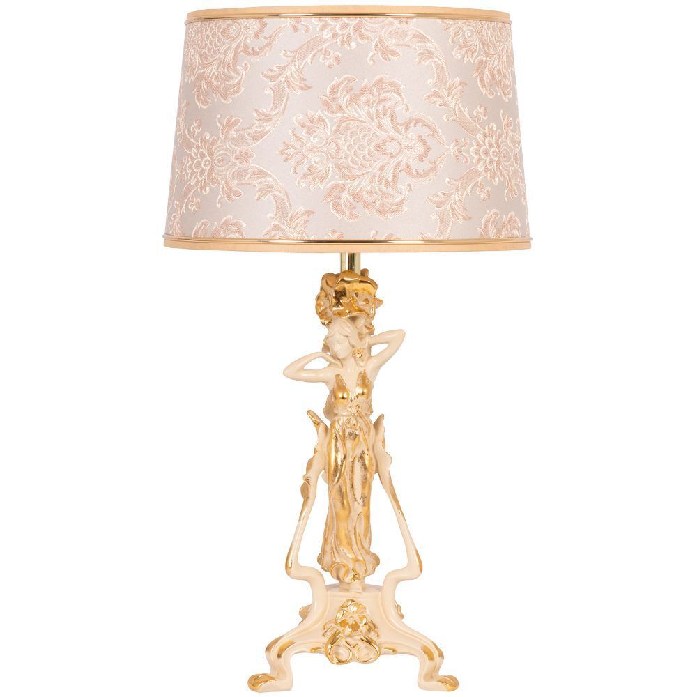 Настольная лампа Флора Айвори с абажуром Тюссо Vatican (Ватикан) Латте