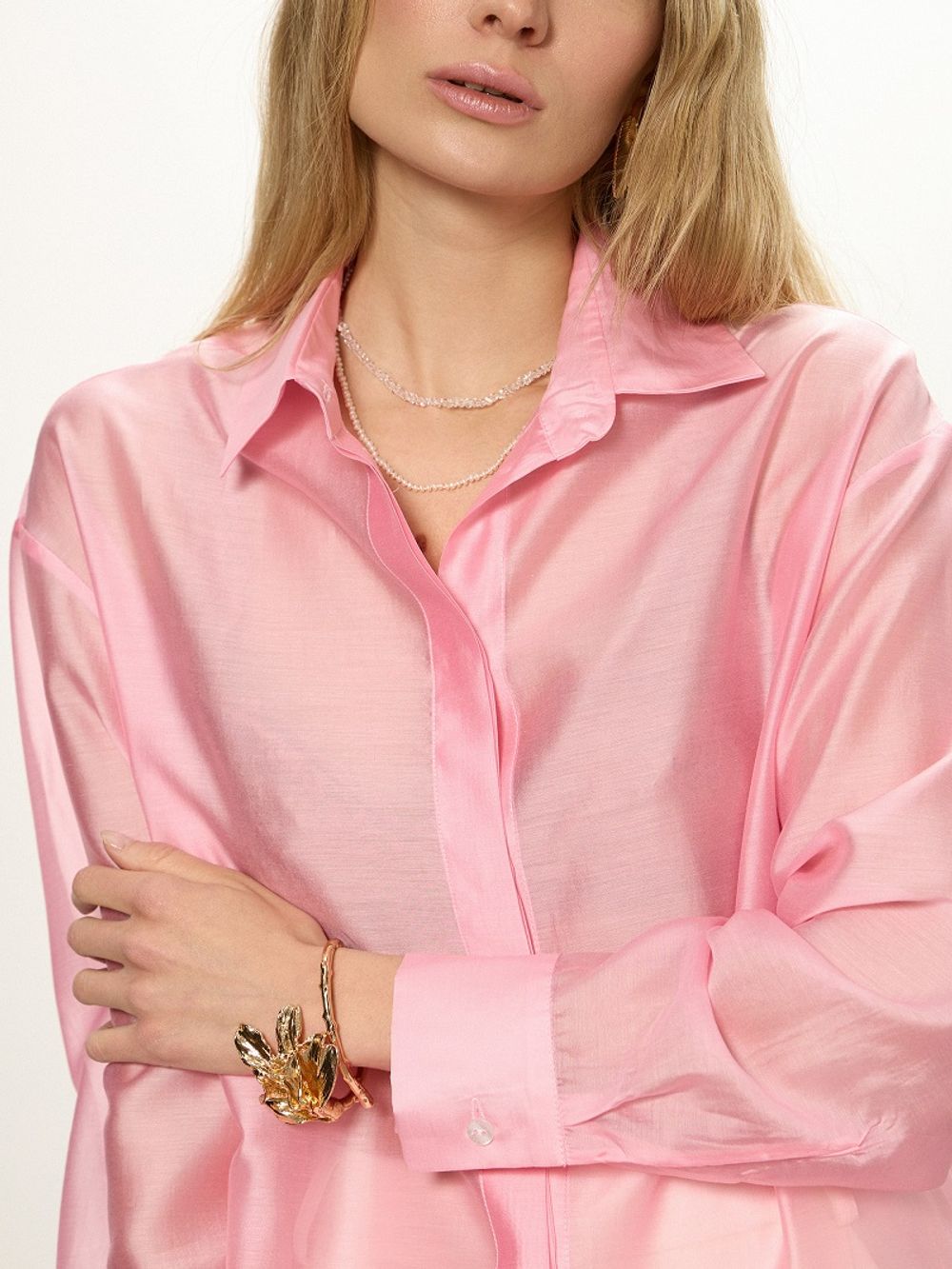Рубашка Хельсинки розовый шифон